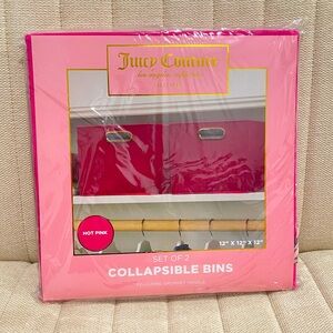 NEW‎ Juicy Couture Home Hot Pink Collapsible Storage Bin Organizer Set of 2
